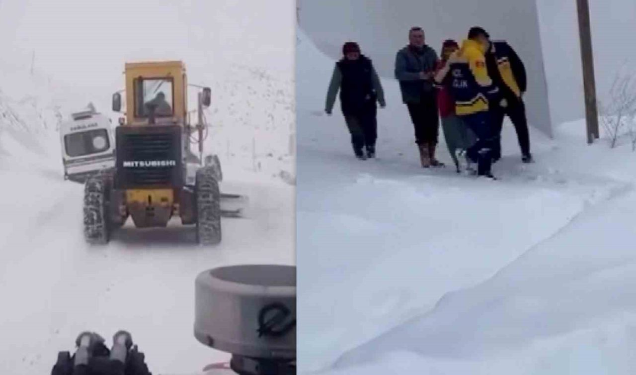 Bayburt’ta kara saplanan ambulans ekiplerce kurtarıldı
