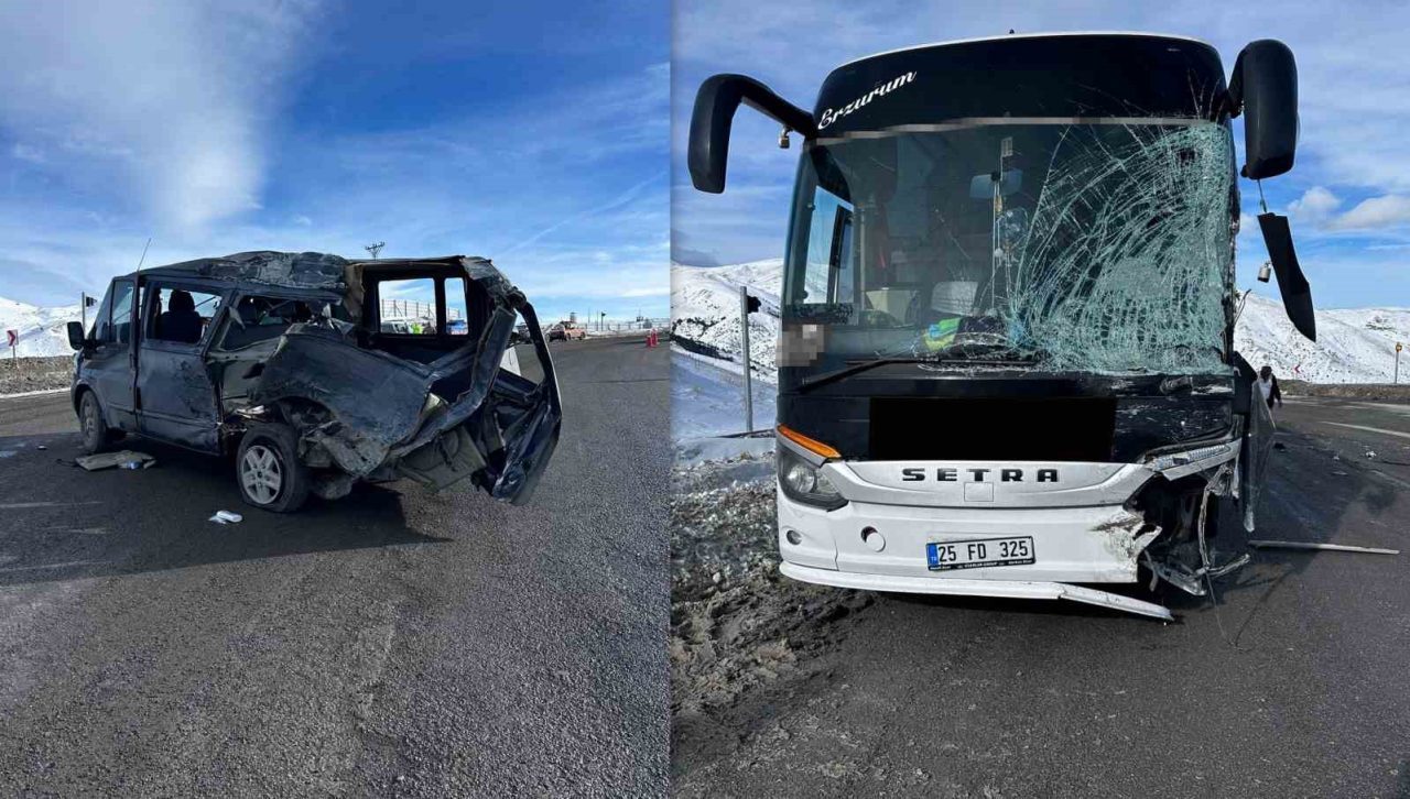Kızıldağ’da otobüs ile minibüs çarpıştı: 3 yaralı